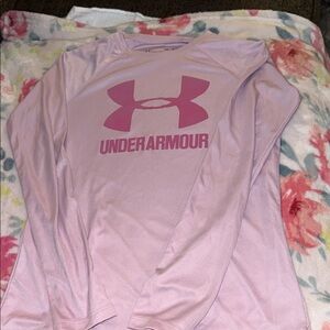 Under Armour Pink Long Sleeve Logo Performance Top